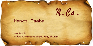 Mancz Csaba névjegykártya